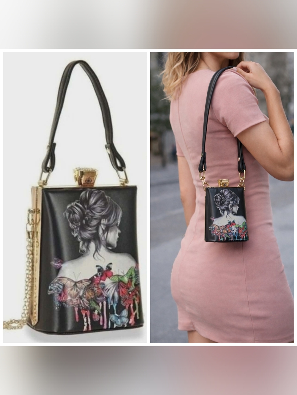 Butterfly Girl Flowers Evening Purse Party Clutch